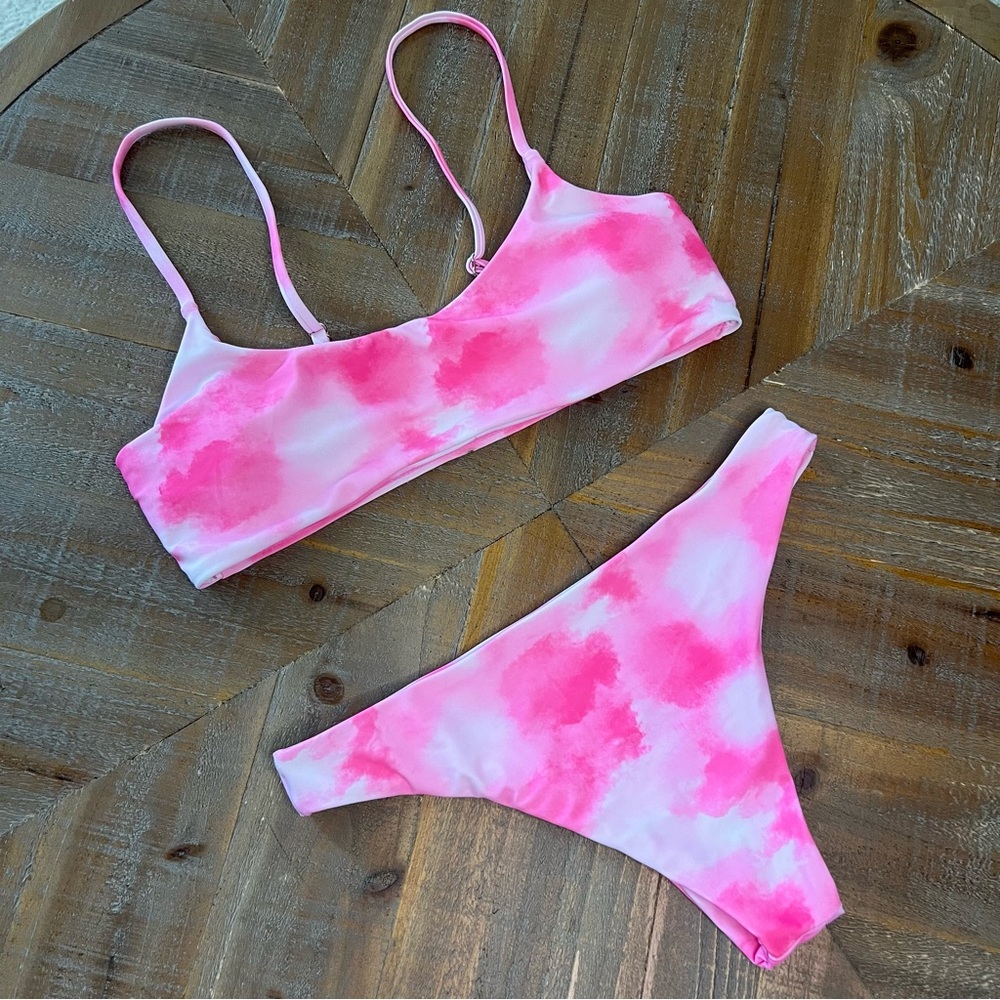 Pink Tie-Dye Bikini Set‎